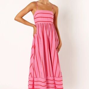 Pink and Orange Striped Maxi Dress